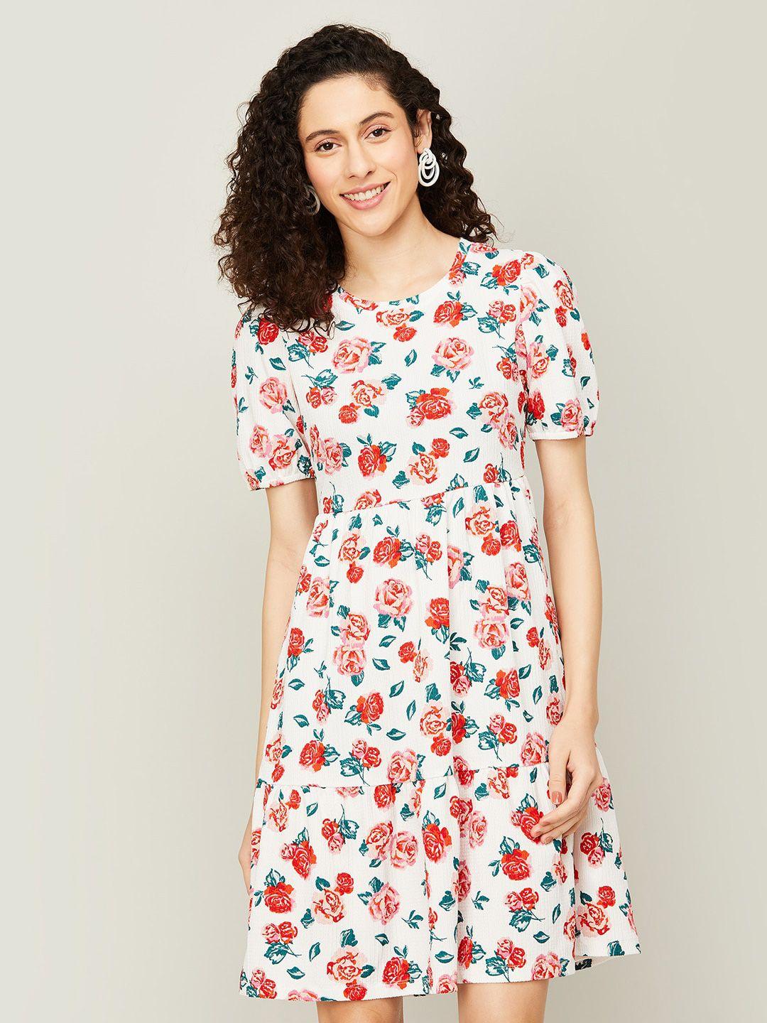 fame forever by lifestyle round neck floral dress