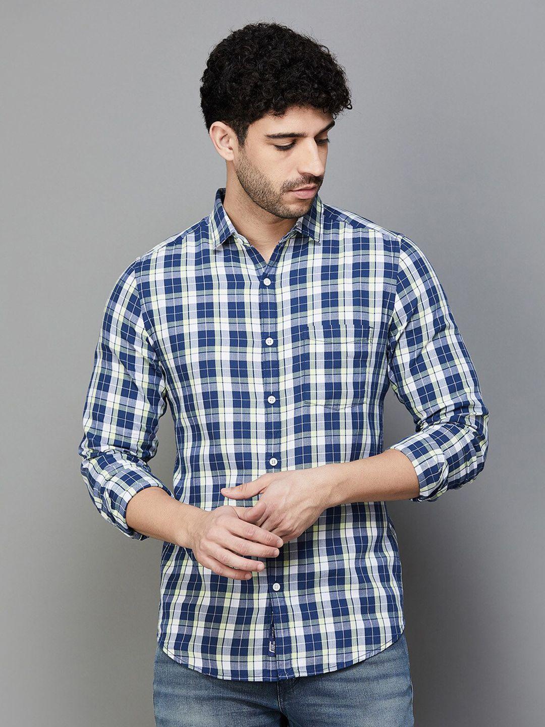 fame forever by lifestyle slim fit tartan checked casual cotton shirt