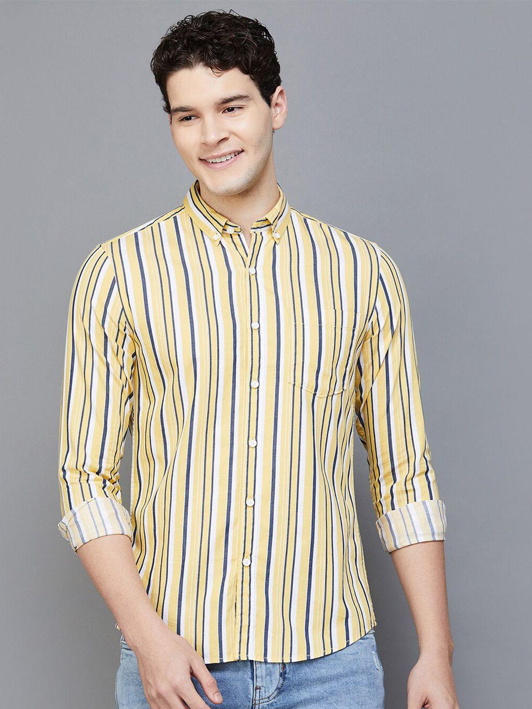 fame forever by lifestyle slim fit vertical stripes button-down collar cotton casual shirt