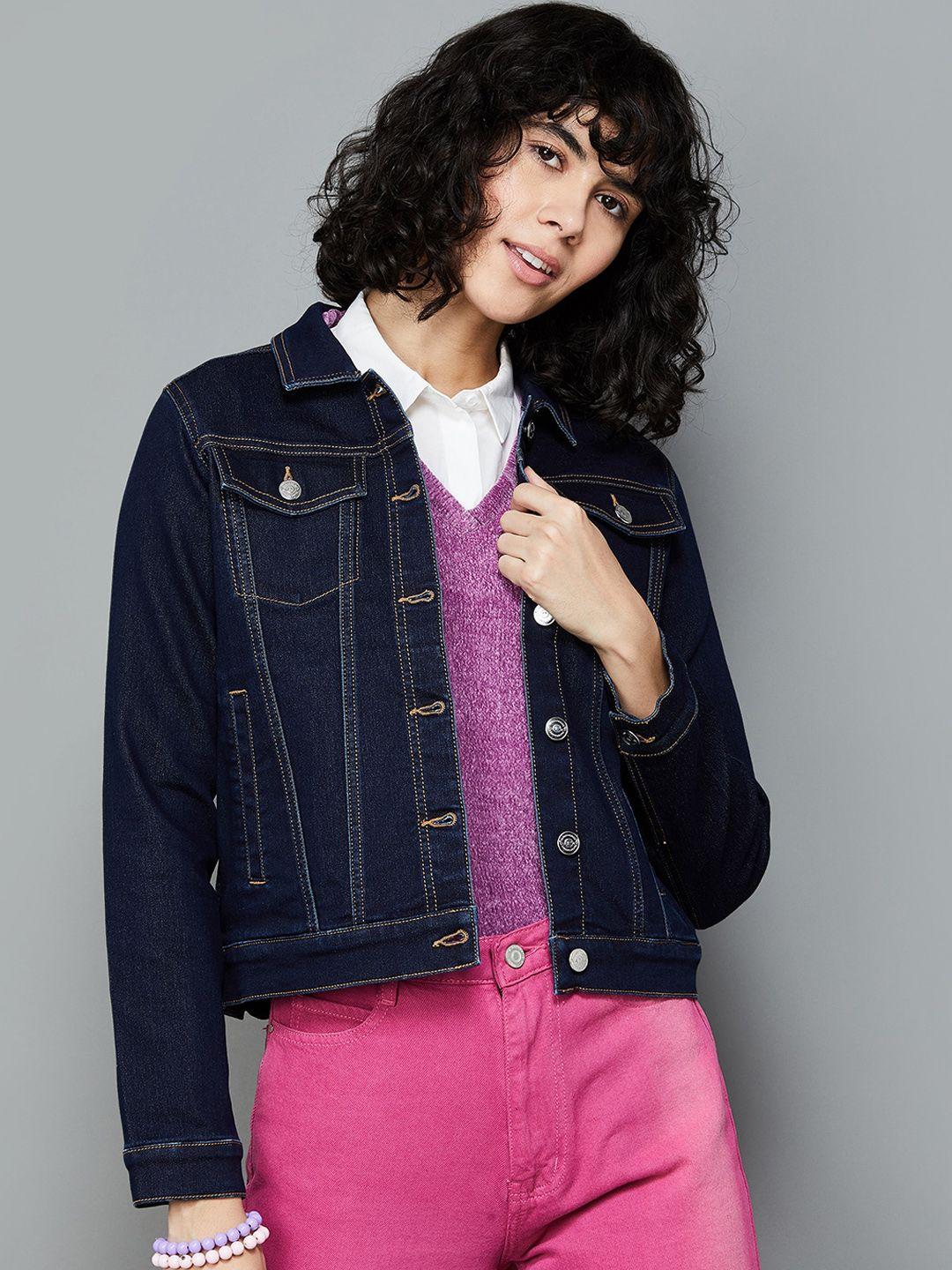 fame forever by lifestyle spread collar cotton denim jacket