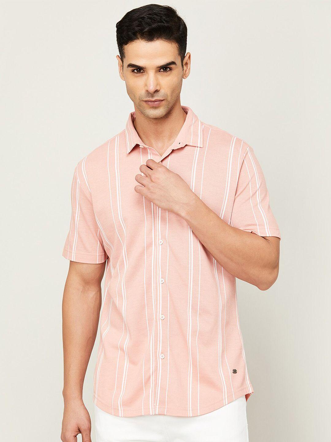 fame forever by lifestyle spread collar striped casual shirt