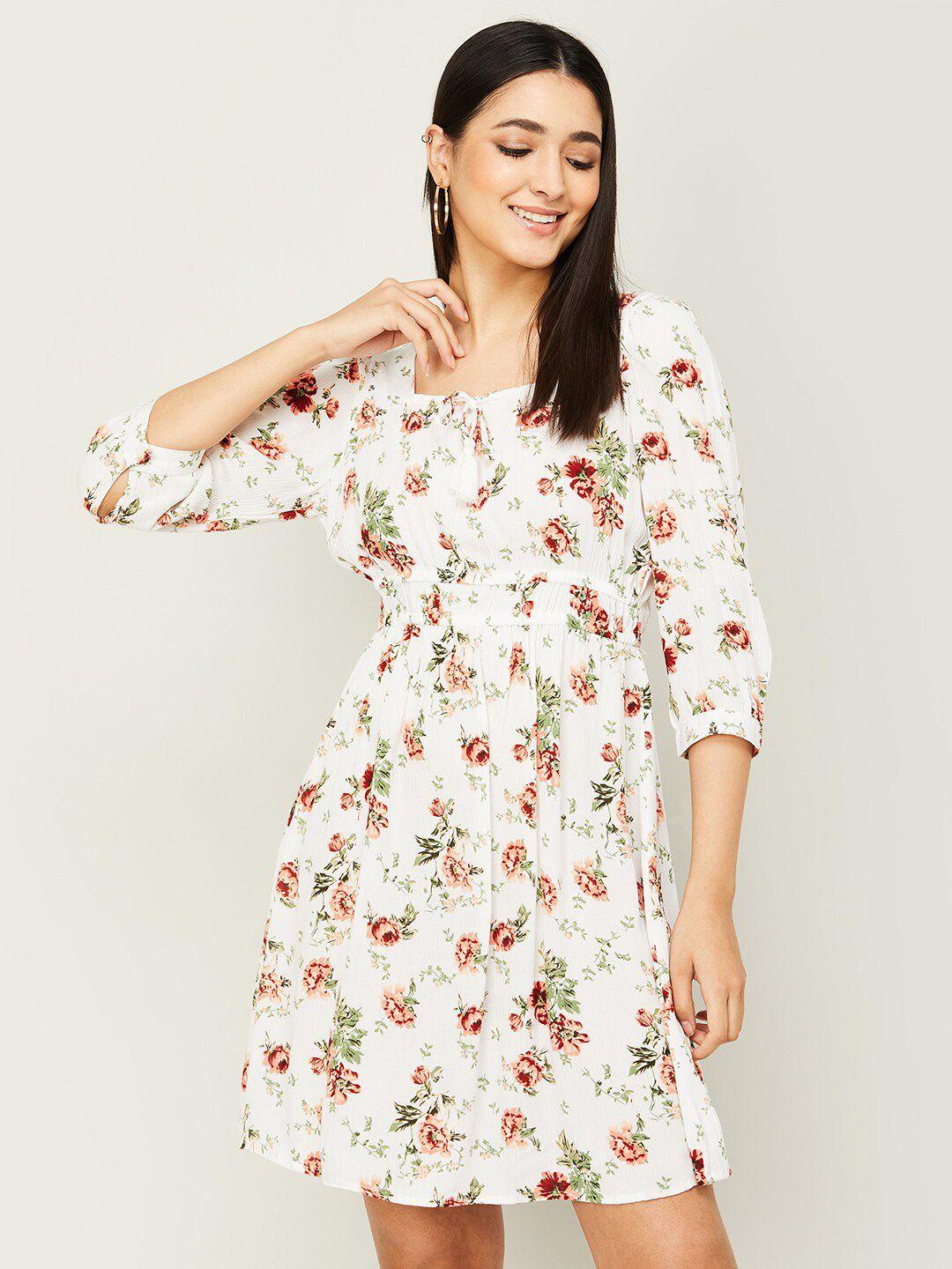 fame forever by lifestyle square neck floral printed dress