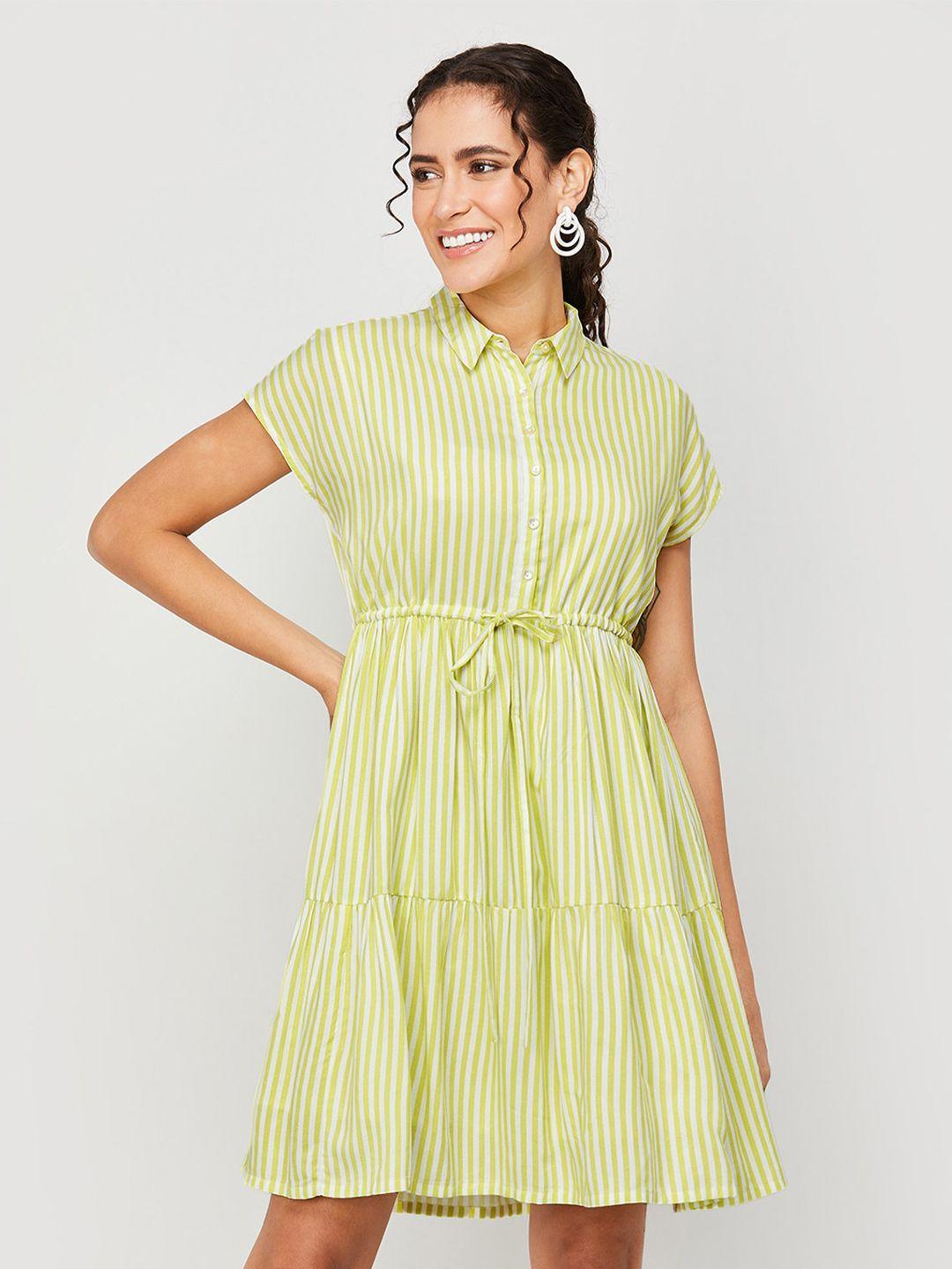 fame forever by lifestyle striped extended sleeve fit & flare dress