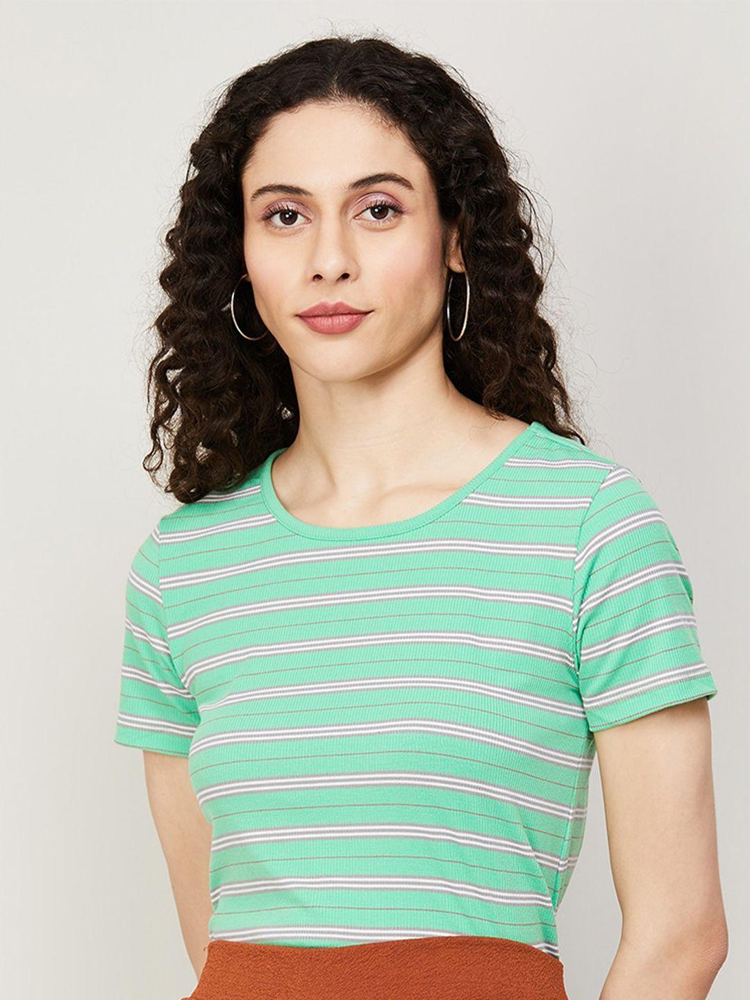 fame forever by lifestyle striped round neck top