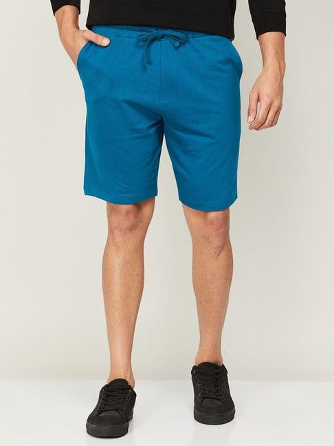 fame forever by lifestyle teal blue regular fit cotton shorts