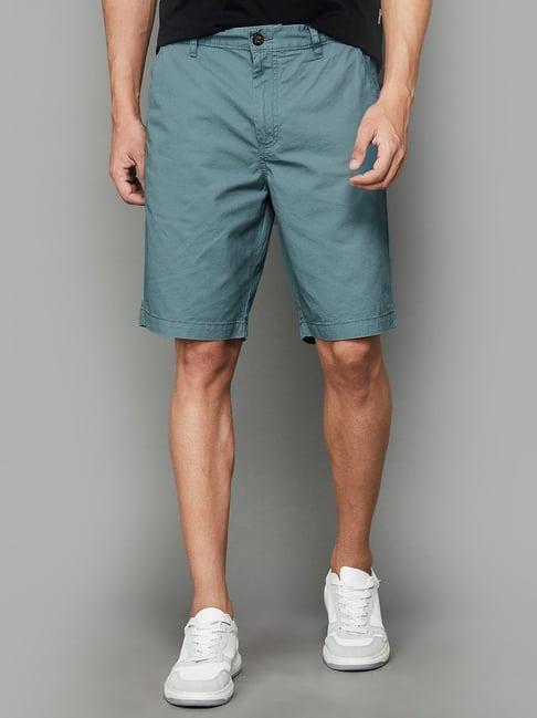 fame forever by lifestyle teal cotton regular fit shorts