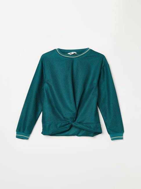 fame forever by lifestyle teal self design full sleeves top