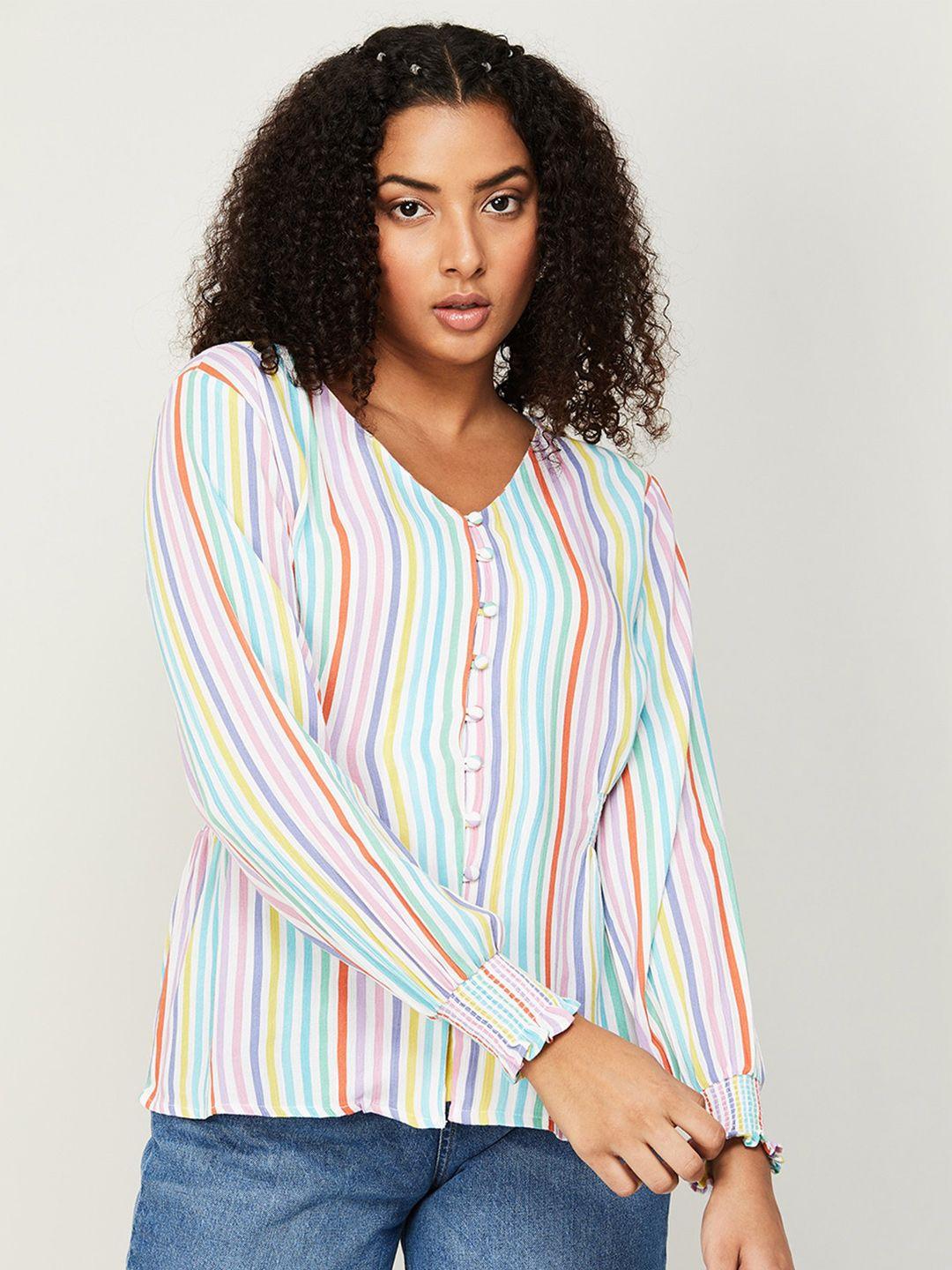 fame forever by lifestyle vertical striped v-neck shirt style top