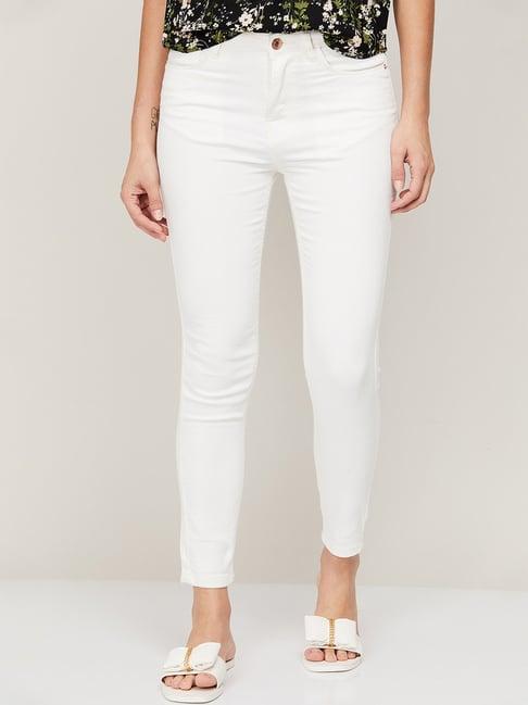 fame forever by lifestyle white cotton low rise jeans