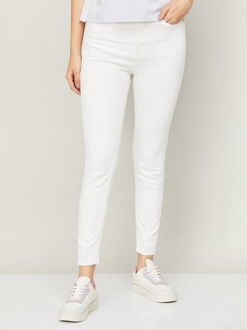 fame forever by lifestyle white cotton low rise jeans