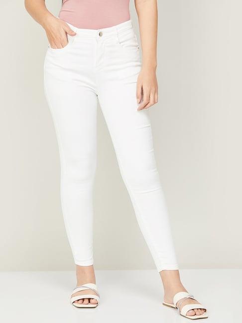 fame forever by lifestyle white cotton mid rise jeans