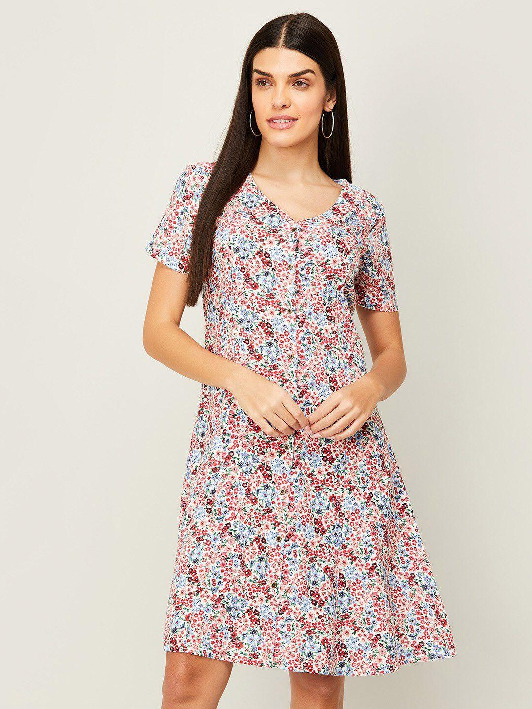 fame forever by lifestyle white floral a-line dress