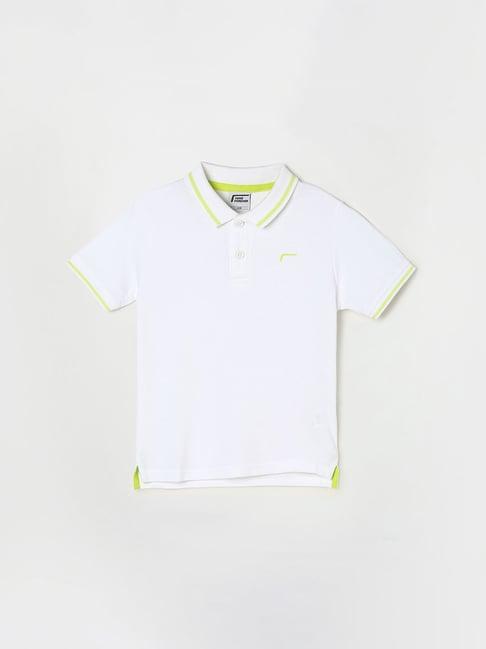 fame forever by lifestyle white solid polo t-shirt