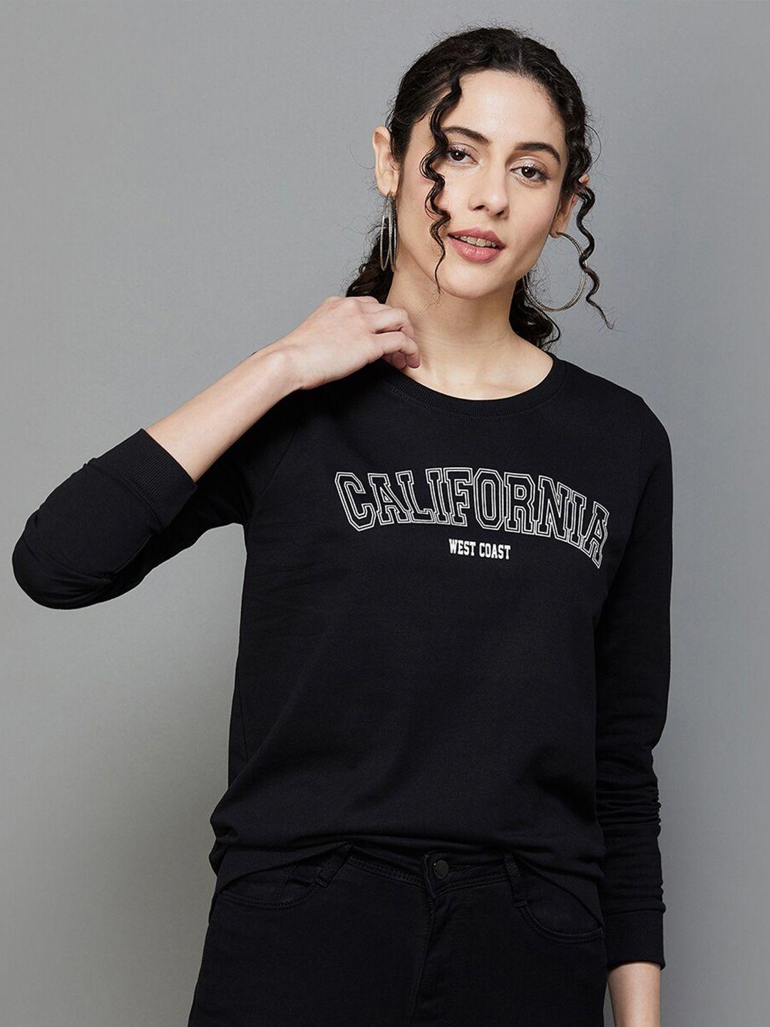 fame forever by lifestyle women black printed sweatshirt