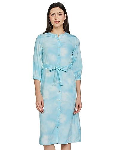 fame forever by lifestyle women blue viscose rayon regular fit printed dress_s