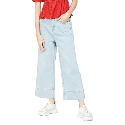 fame forever by lifestyle women light blue cotton regular fit solid jeans_34