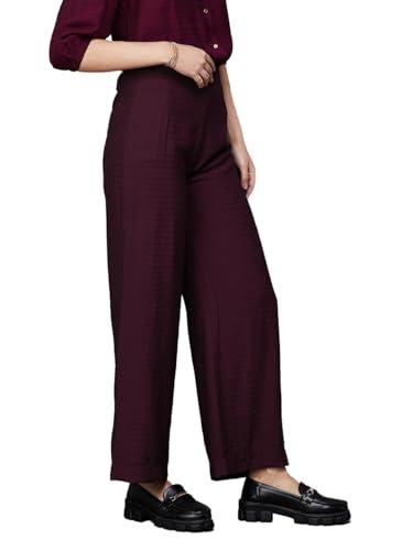 fame forever by lifestyle women maroon polyester regular fit solid pants_30
