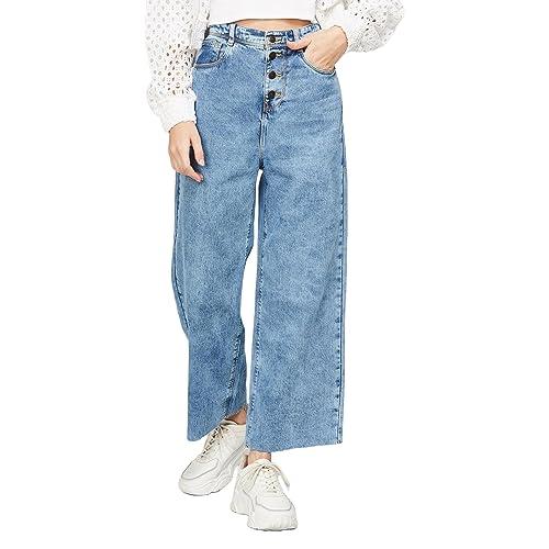 fame forever by lifestyle women mid blue cotton regular fit solid jeans_34