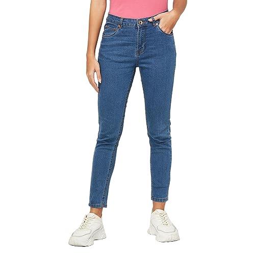 fame forever by lifestyle women mid blue cotton regular fit solid jeans_34
