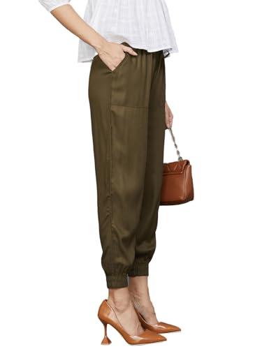 fame forever by lifestyle women olive viscose rayon regular fit solid pants_36