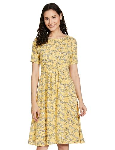 fame forever by lifestyle women yellow viscose rayon regular fit printed dress_s