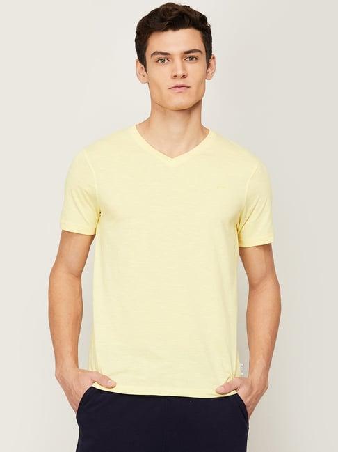 fame forever by lifestyle yellow cotton regular fit t-shirt