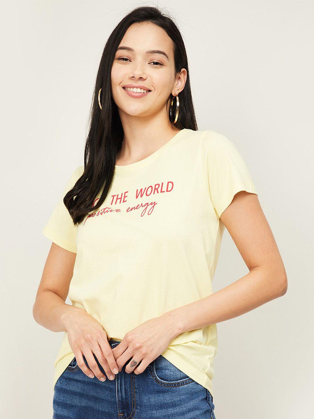 fame forever by lifestyle yellow print top