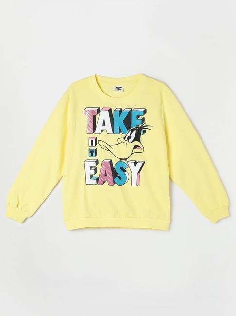 fame forever by lifestyle yellow printed full sleeves sweatshirt