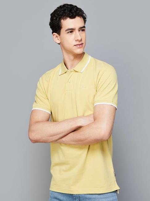 fame forever by lifestyle yellow regular fit polo t-shirts