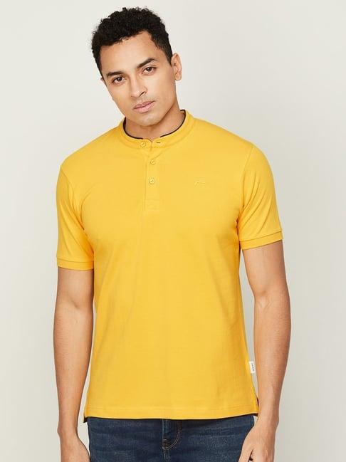 fame forever by lifestyle yellow regular fit t-shirt