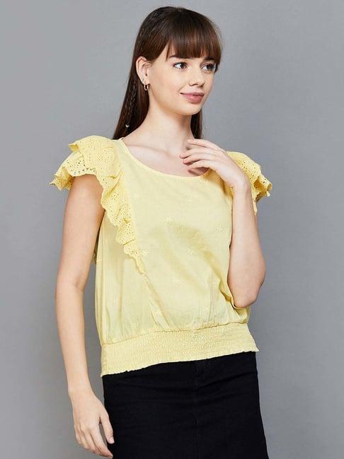fame forever by lifestyle yellow regular fit top