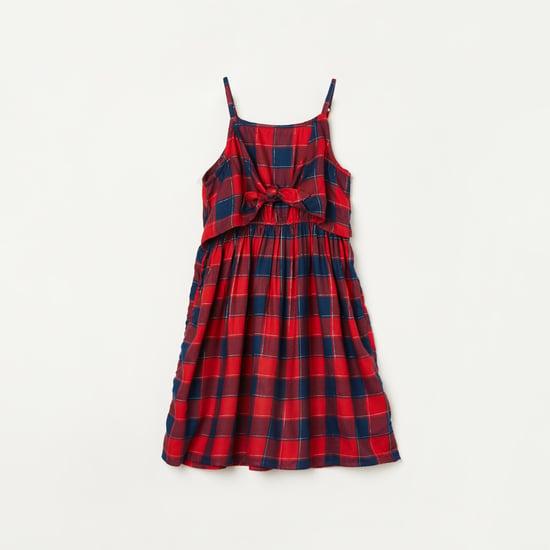 fame forever girls checked a-line dress
