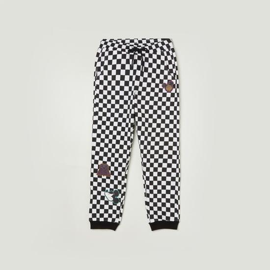 fame forever girls checked elasticated joggers