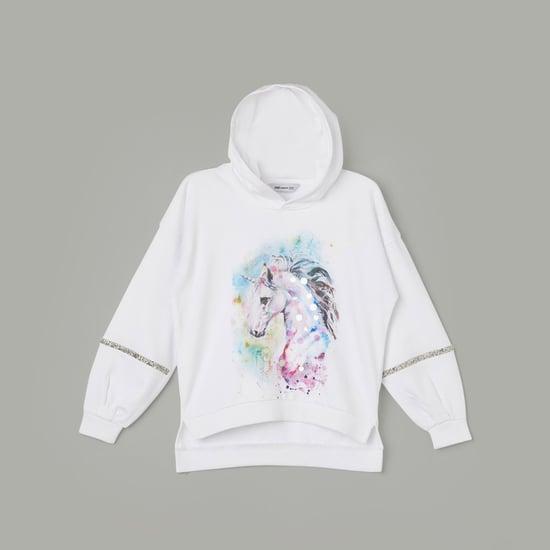 fame forever girls graphic printed hooded sweatshirt