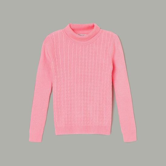 fame forever girls knitted high-neck sweater