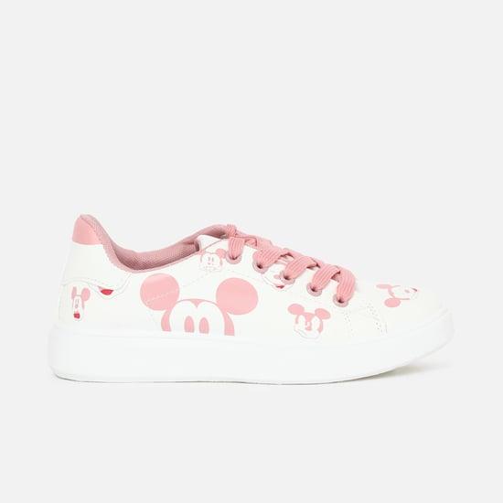 fame forever girls mickey mouse printed lace-up sneakers