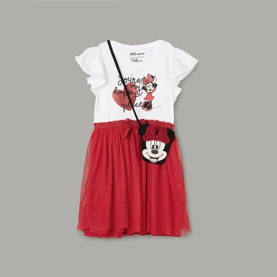 fame forever girls minnie mouse print dress with bag