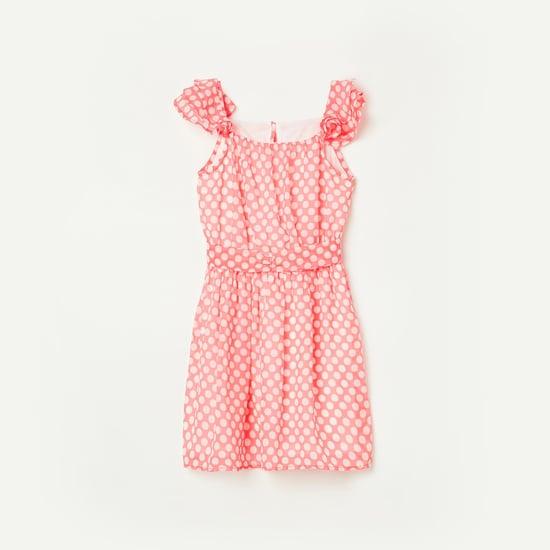 fame forever girls polka dot layered sleeve fit and flare dress