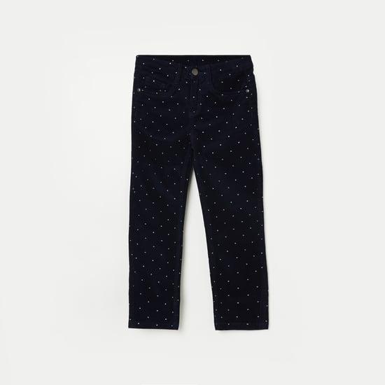 fame forever girls printed slim-fit trousers