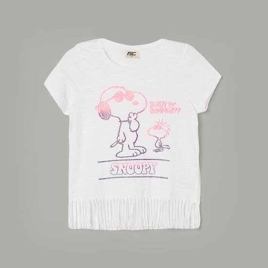fame forever girls snoopy printed round neck t-shirt