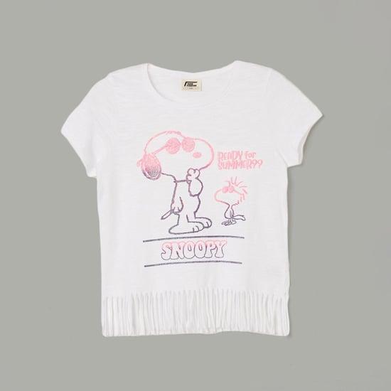 fame forever girls snoopy printed round neck t-shirt