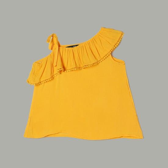fame forever girls solid asymmetrical top