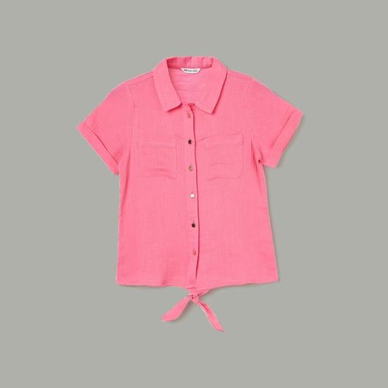 fame forever girls solid collared top