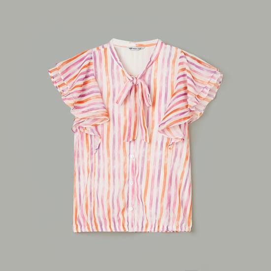 fame forever girls striped round neck top