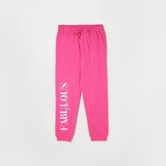 fame forever girls typographic printed joggers