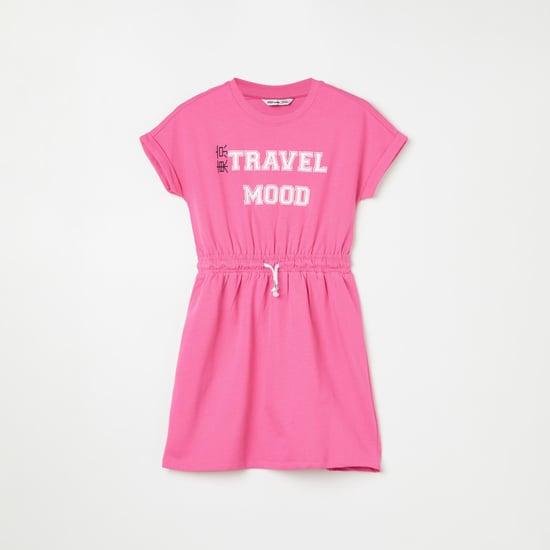 fame forever girls typography printed dress