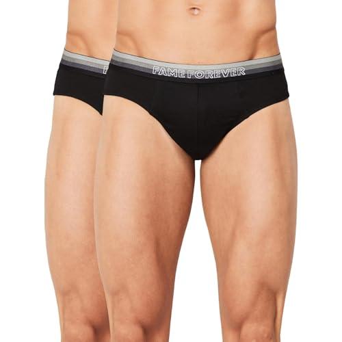 fame forever men's cotton classic briefs (pack of 1) (1000011085742 black