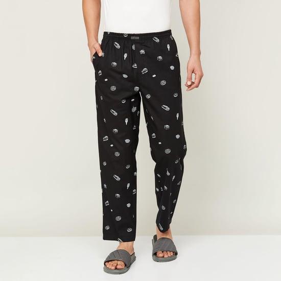 fame forever men printed elasticated lounge pants