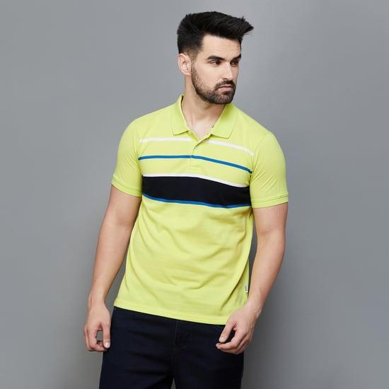 fame forever men striped regular fit polo t-shirt