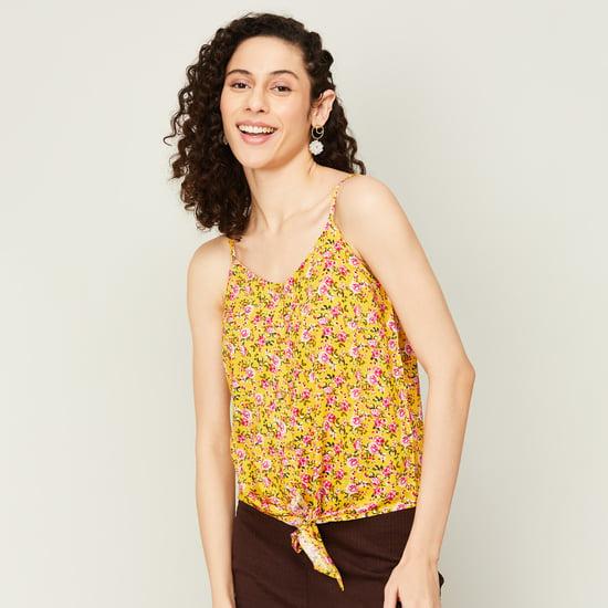 fame forever wome printed sleeveless casual top